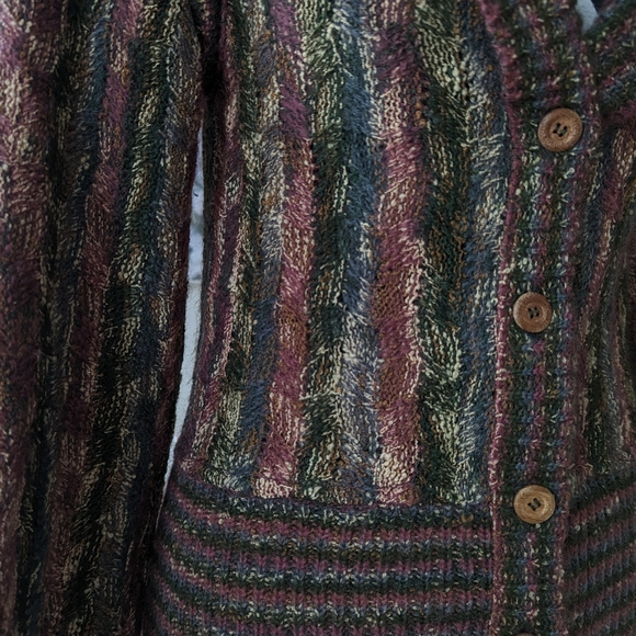 Vintage Missoni wool and mohair cardigan. Jewel tone leaf knit. "Missoni. Made f - Picture 13 of 15
